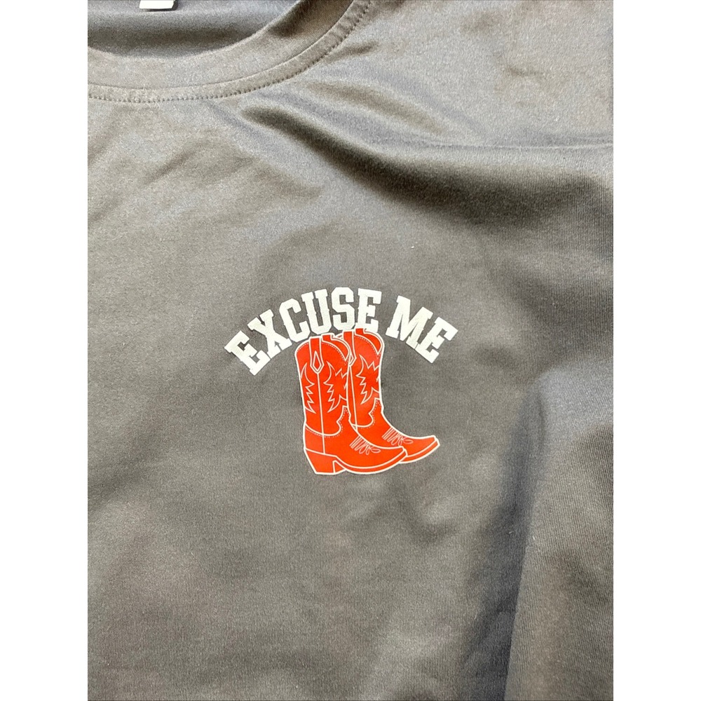 Unbranded T-Shirt Women XS Gray Excuse‎ Me Cowboy Boots Western Graphic Tee